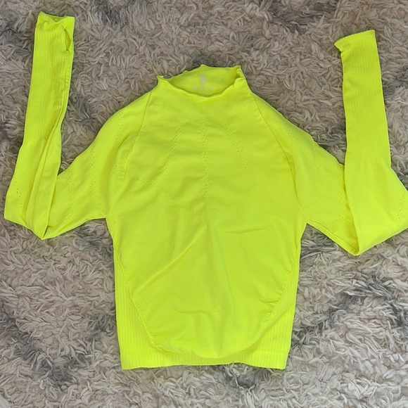 Free People Good Karma High-Neck Layer Top NWOT M/L Highlighter Yellow - Picture 11 of 12